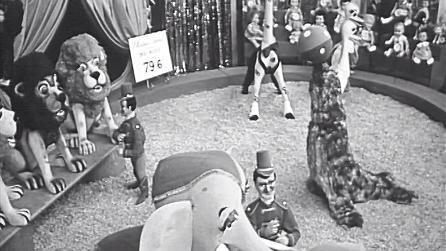 Old photo of Christmas display shows toy circus animals