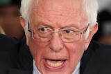 Democratic presidential candidate Senator Bernie Sanders speaks to supporters