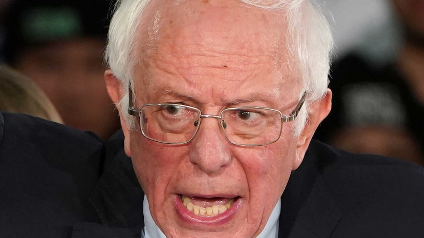 Democratic presidential candidate Senator Bernie Sanders speaks to supporters