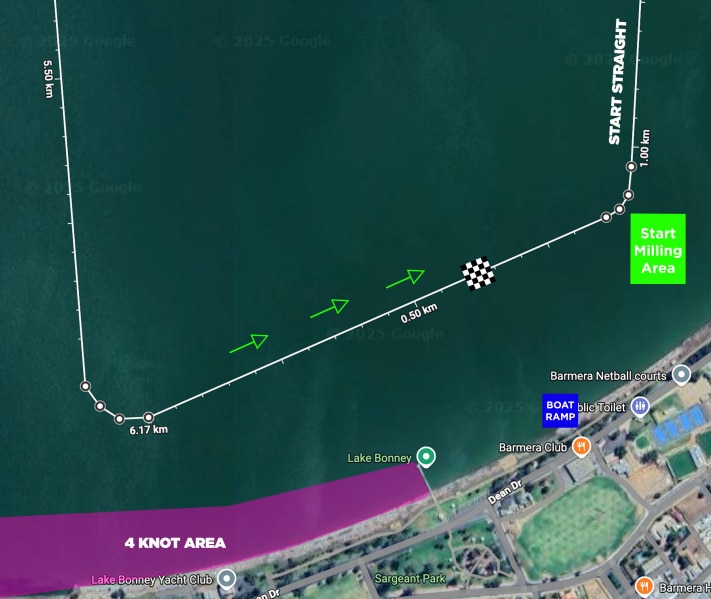 Un mapa que muestra dónde debería estar un circuito de carreras acuáticas.