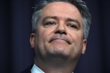 Federal Minister for Finance Mathias Cormann at a press conference at Parliament House in Canberra, Thursday, May 14.