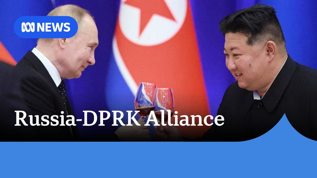 RUssia-DPRK Alliance: Vladimir Putin and Kim Jong-Un cheers wine glasses.