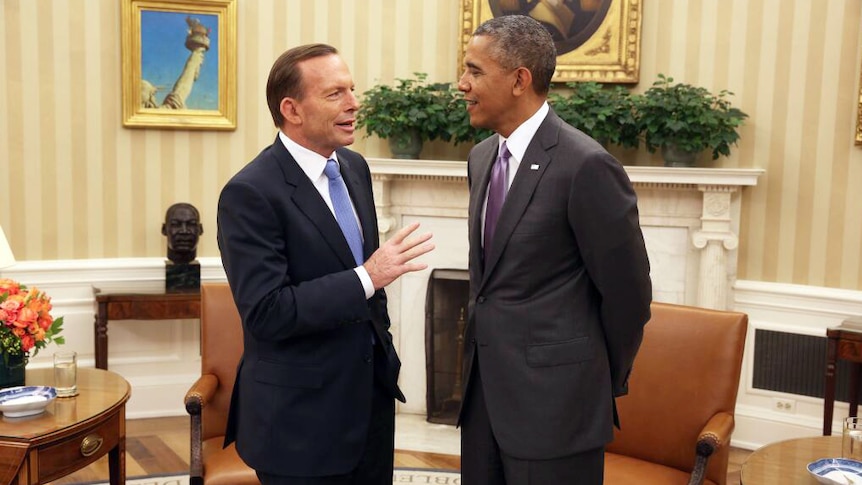 Tony Abbott meets Barack Obama in the Oval Office