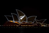 silver fern projected on to the Sydney Opera House