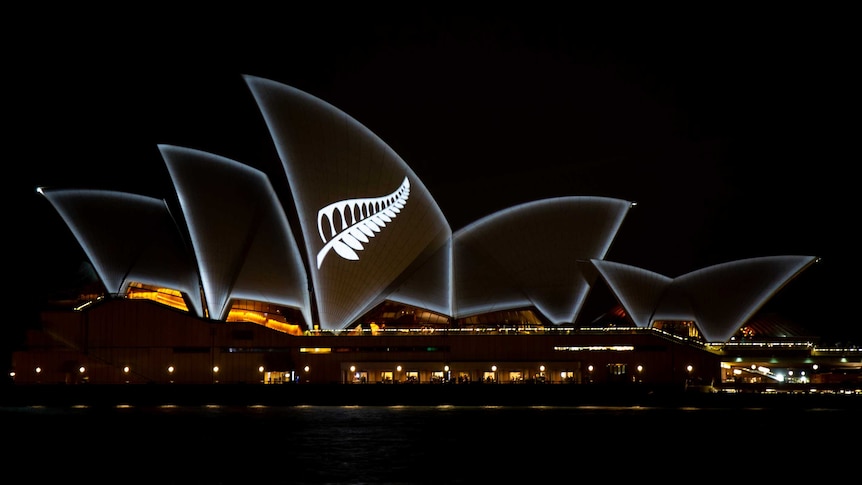 silver fern projected on to the Sydney Opera House