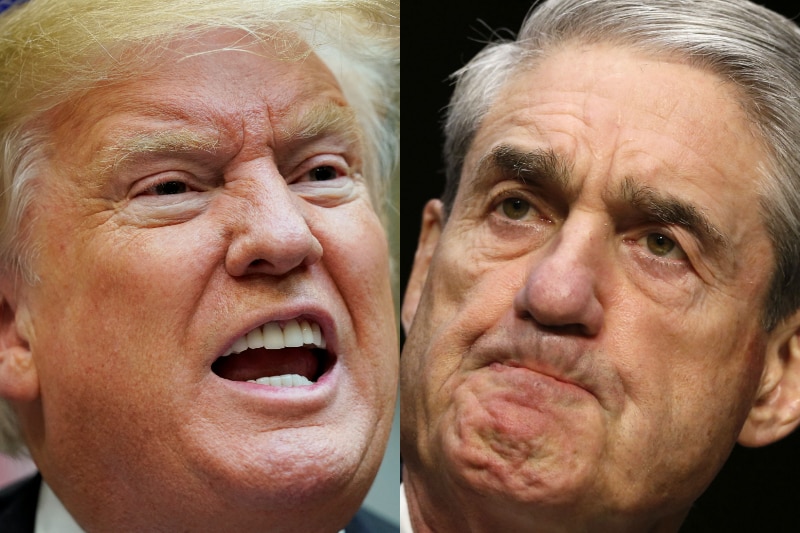 Composite image of Donald Trump and Robert Mueller.