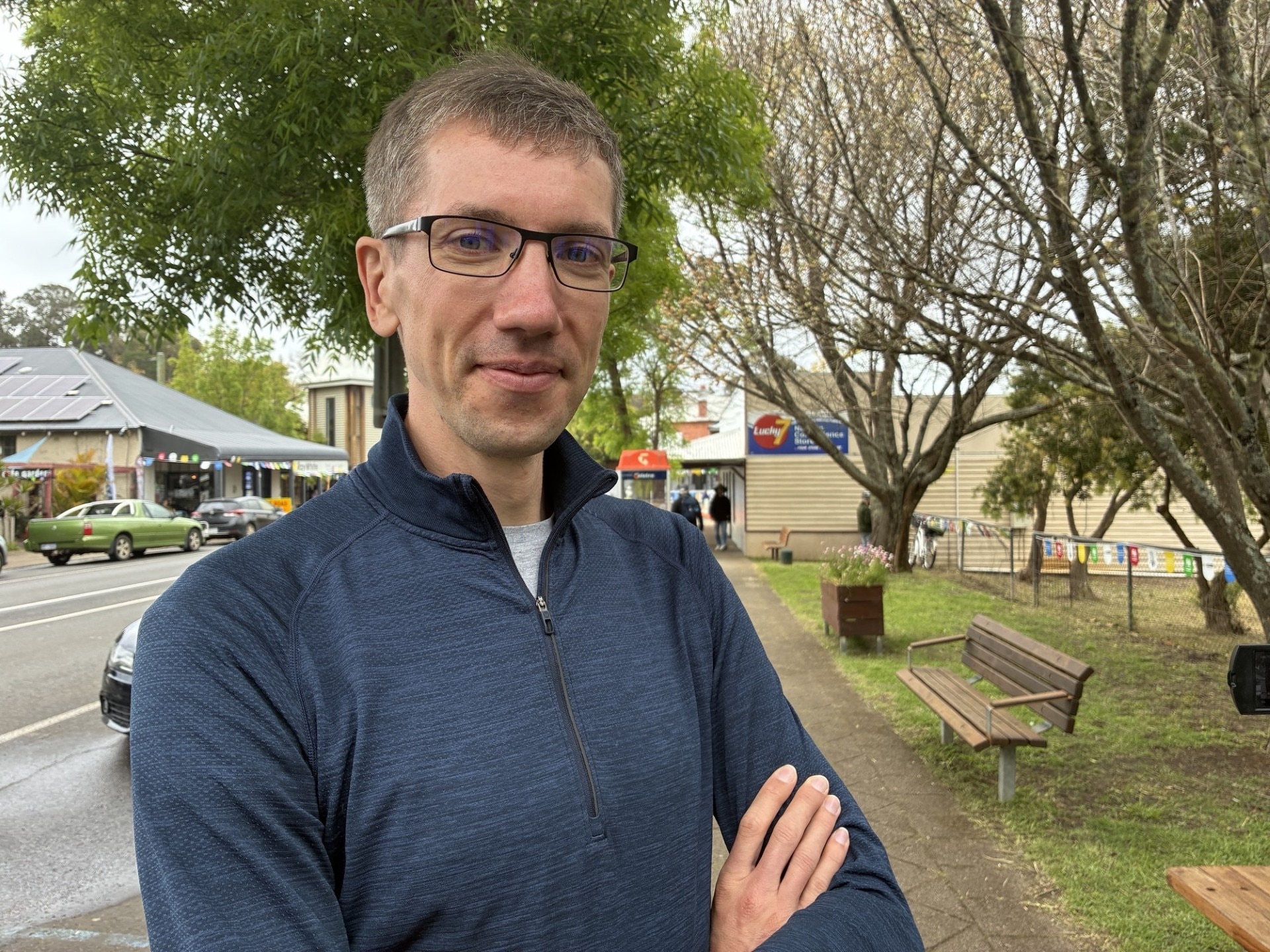 Nils Lageman stands in the park in Nannup.
