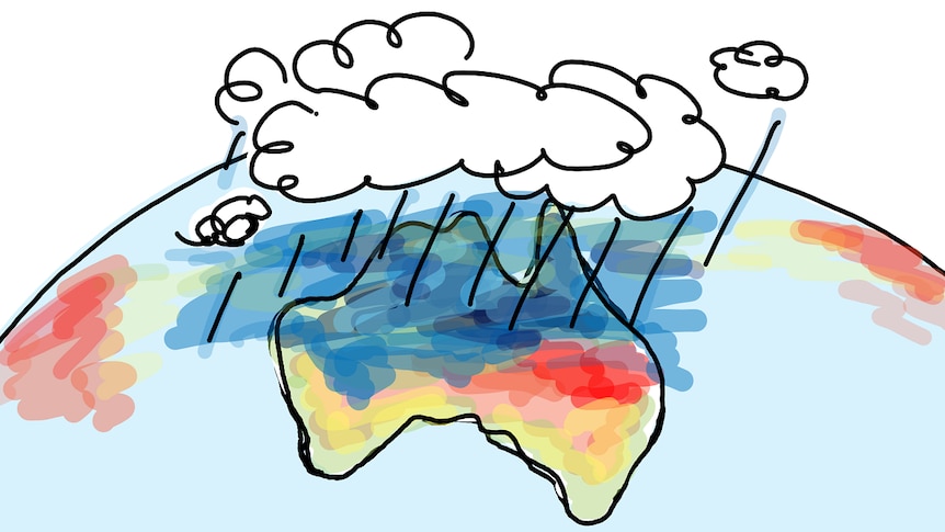 Drawing of clouds over northern Australia.