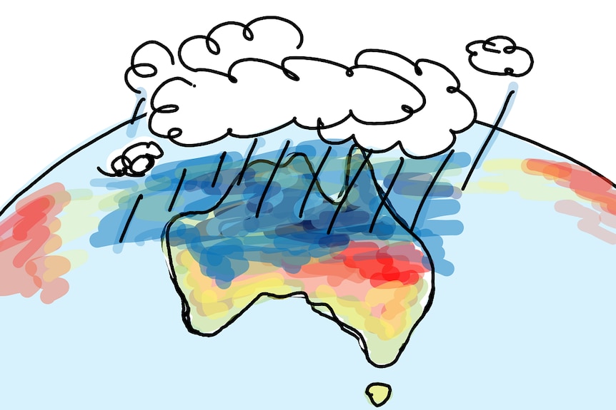 Drawing of clouds over northern Australia.