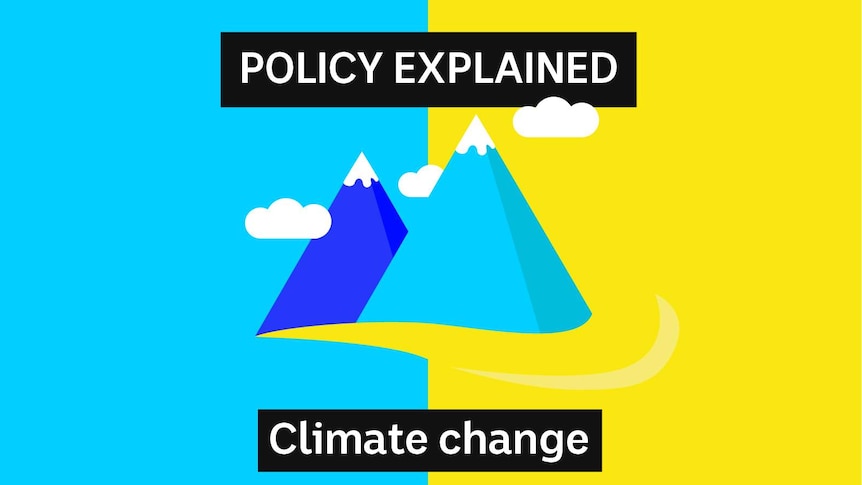 Graphic of snow topped mountains and river