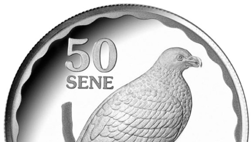Samoan currency: the new 50 Sene coin features the endangered Manumea bird.