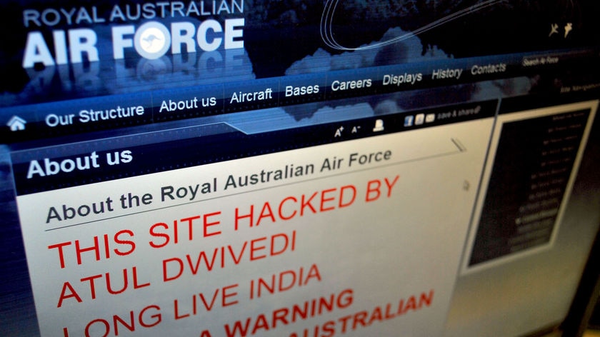 The RAAF website on July 16, 2009, when it was hacked
