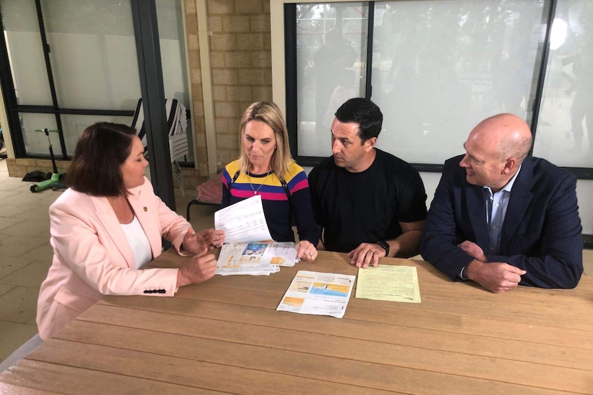 Liza Harvey with Jandakot residents Bec and Mike Smith and Dean Nalder