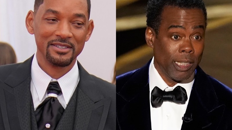 A composite image of Will Smith and Chris Rock in black tie 