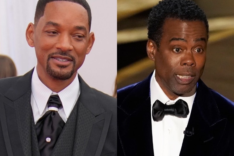 A composite image of Will Smith and Chris Rock in black tie 