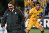 Composite of Ange Postecoglou and Tim Cahill