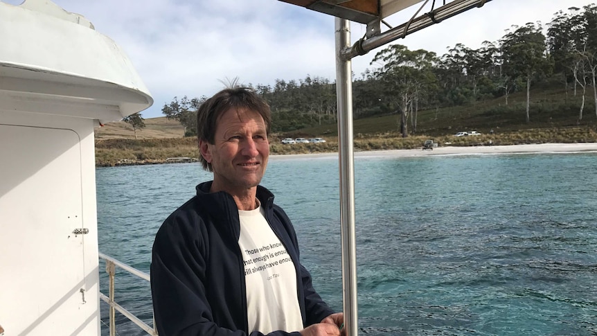 Protester Chris Massie on boat.