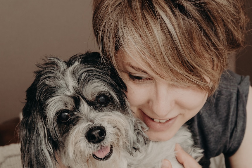 Woman and her pet dog