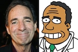 a headshot of Harry Shearer next to an image of Dr Hibbert from the Simpsons