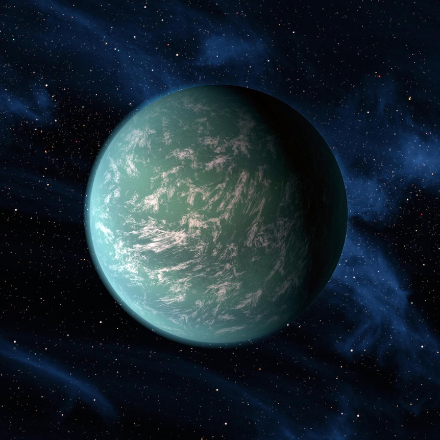 The planet, Kepler-22b.