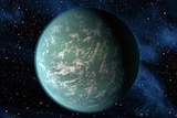 The planet, Kepler-22b.