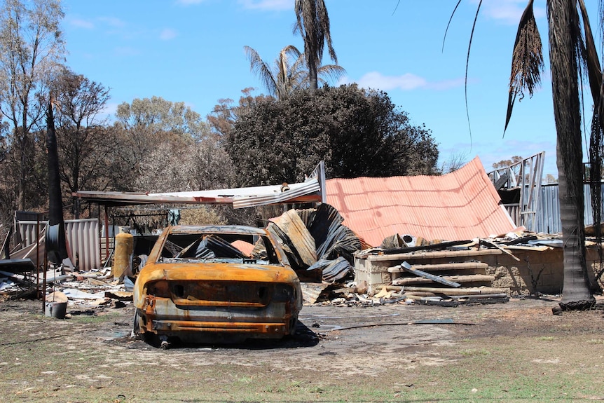 The charred remains of an old home in Yarloop