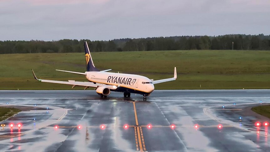 Ryanair plane on the tarmac after diversion to Minsk