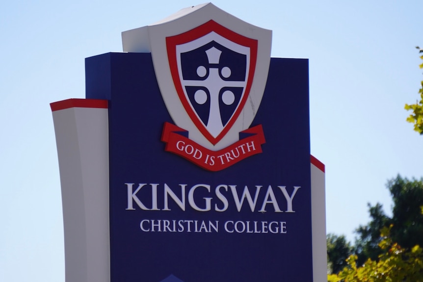 A close-up shot of a sign outside Kingsway Christian College.