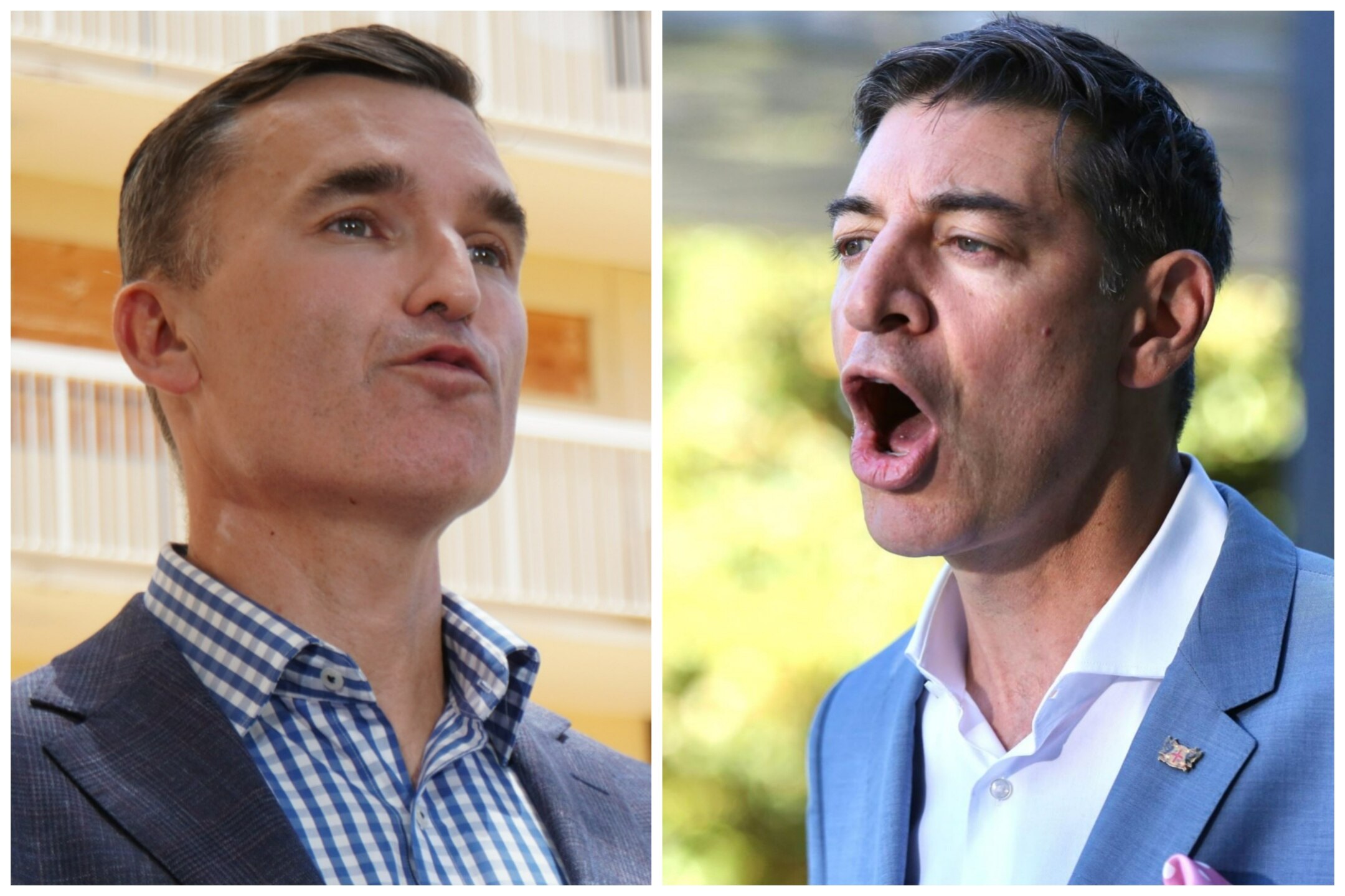 Two well dressed men in a composite image.