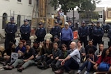 East West Link protesters sitting near drill site