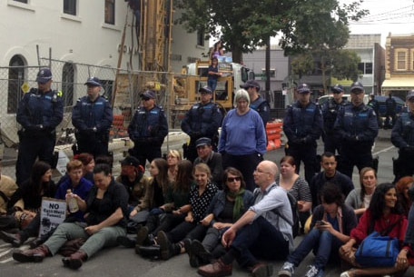 East West Link protesters sitting near drill site