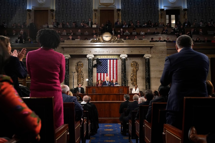 Biden as seen from the floor, during State of the Union