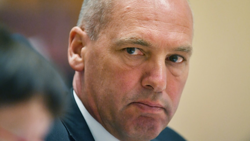 Senate President senator Stephen Parry looking serious