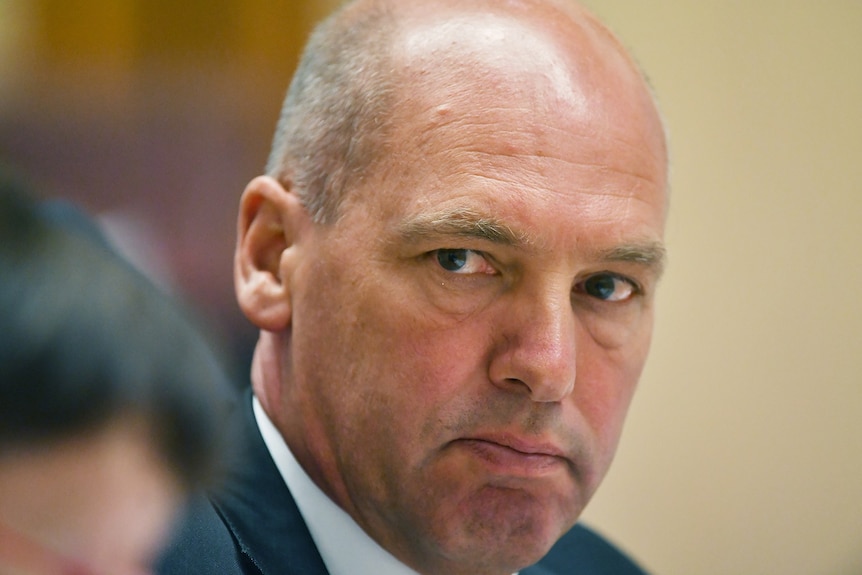 Senate President senator Stephen Parry looking serious