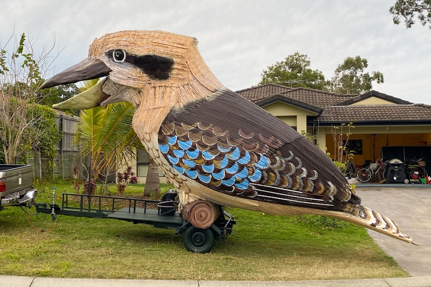 A giant sculpture of a kookaburra.