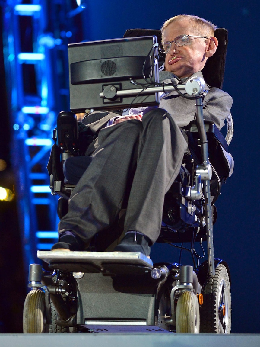 Theoretical physicist Stephen Hawking at the London Olympics.jpg