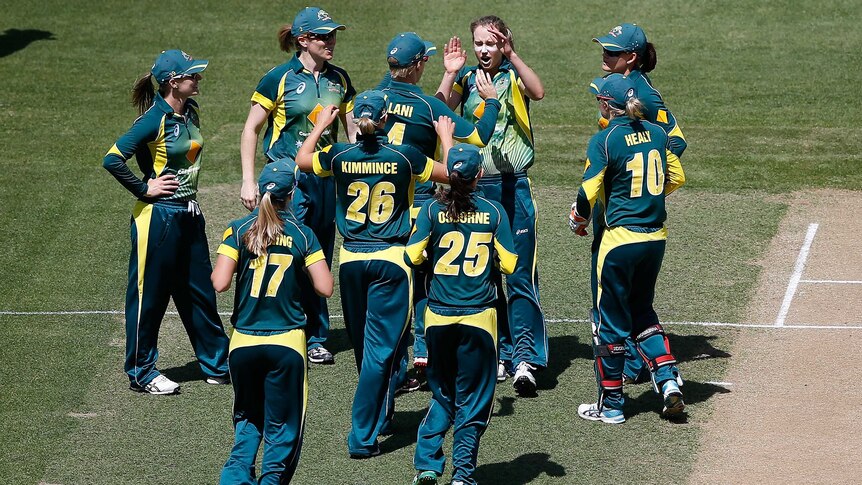 Perry celebrates wicket against West Indies