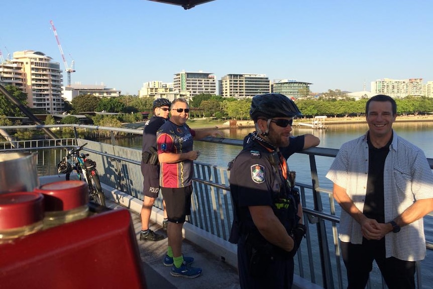 Treasurer Joe Hockey at the Cafe on the Goodwill Bridge