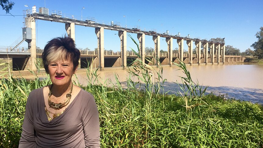 Balonne Shire Mayor Donna Stewart stands on the banks of the Balonne river.