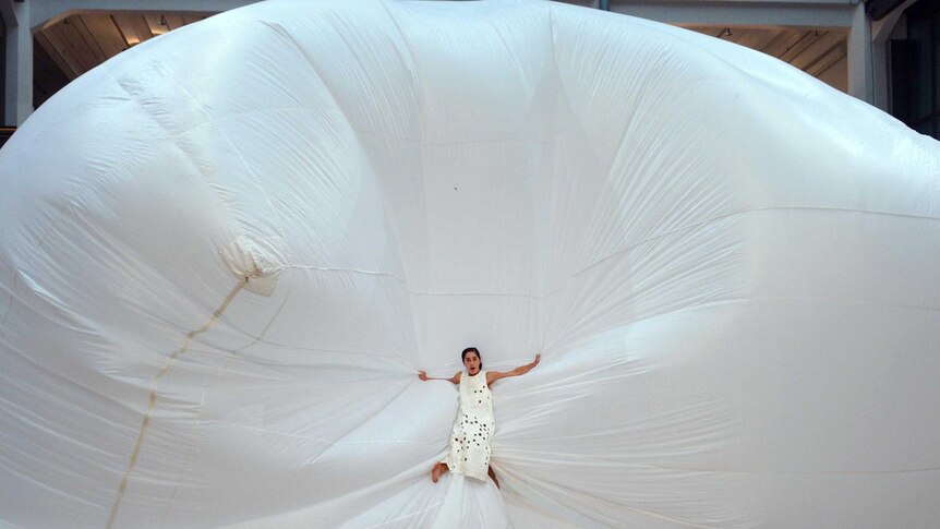 A dancer performs at the Centre for Art and Media Technology in Karlsruhe, western Germany.