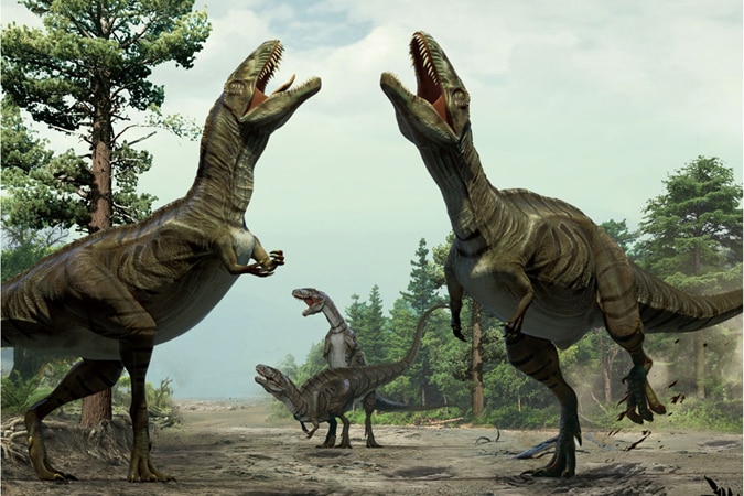 Artist's impression of dinosaurs dancing