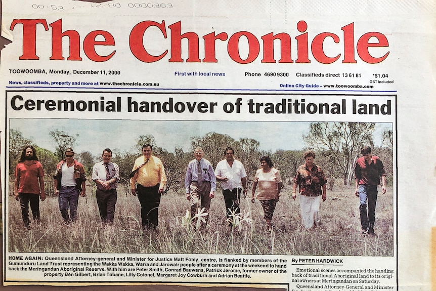 A newspaper article about the handover of Gummingurru in The Chronicle from December 2000.