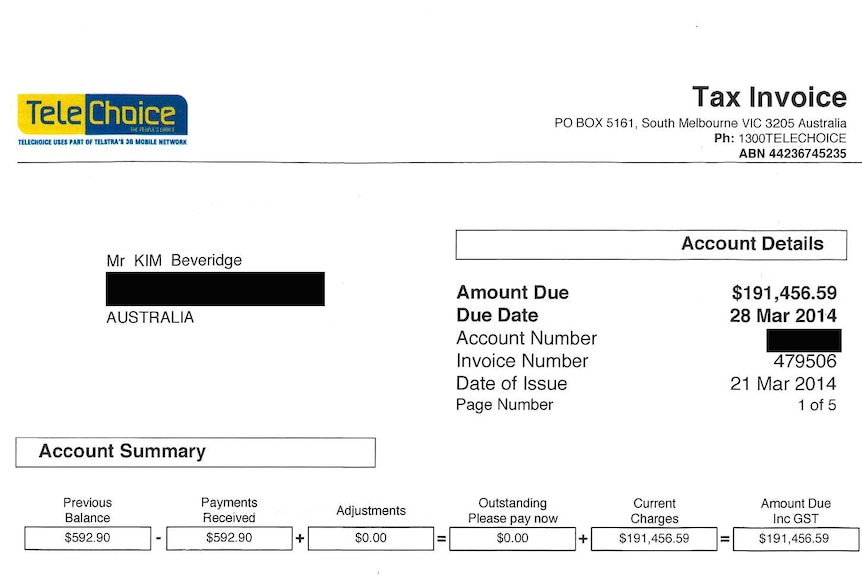 The total of the bill amounted to $191,466.59.