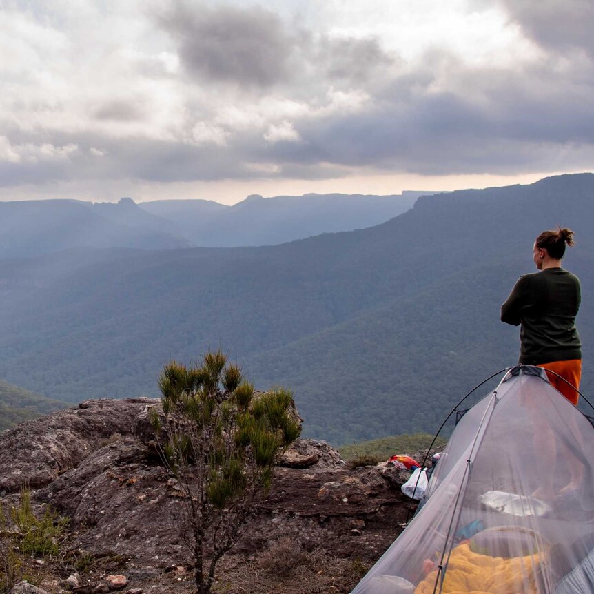 Kate Grarock looking over a valley in the Budawangs NSW
