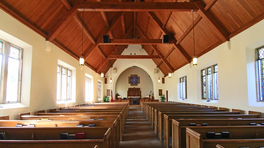Inside of an empty church.
