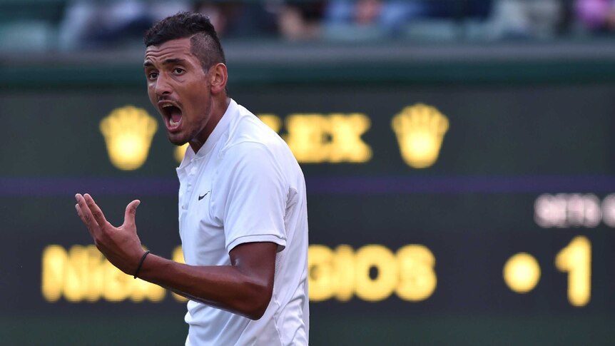 Fiery encounter ... Nick Kyrgios during his third-round match against Feliciano Lopez