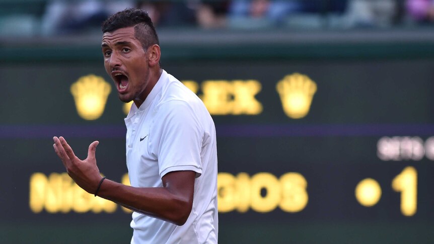 Nick Kyrgios playing at Wimbledon