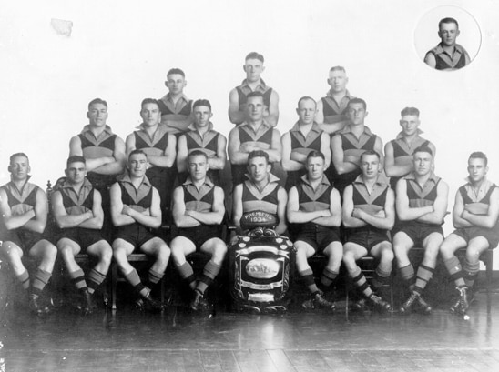 West Perth football club team in 1934, photographed when they won the state premiership.