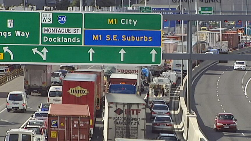 Melbourne traffic jam after tunnel collision.
