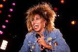 Tina Turner mic in hand performing in 1985